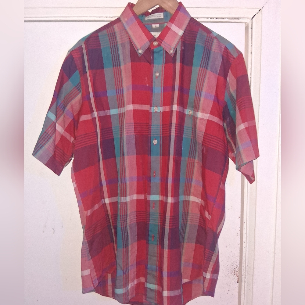 Vintage Christian Dior Button Up Polo Shirt, Plaid